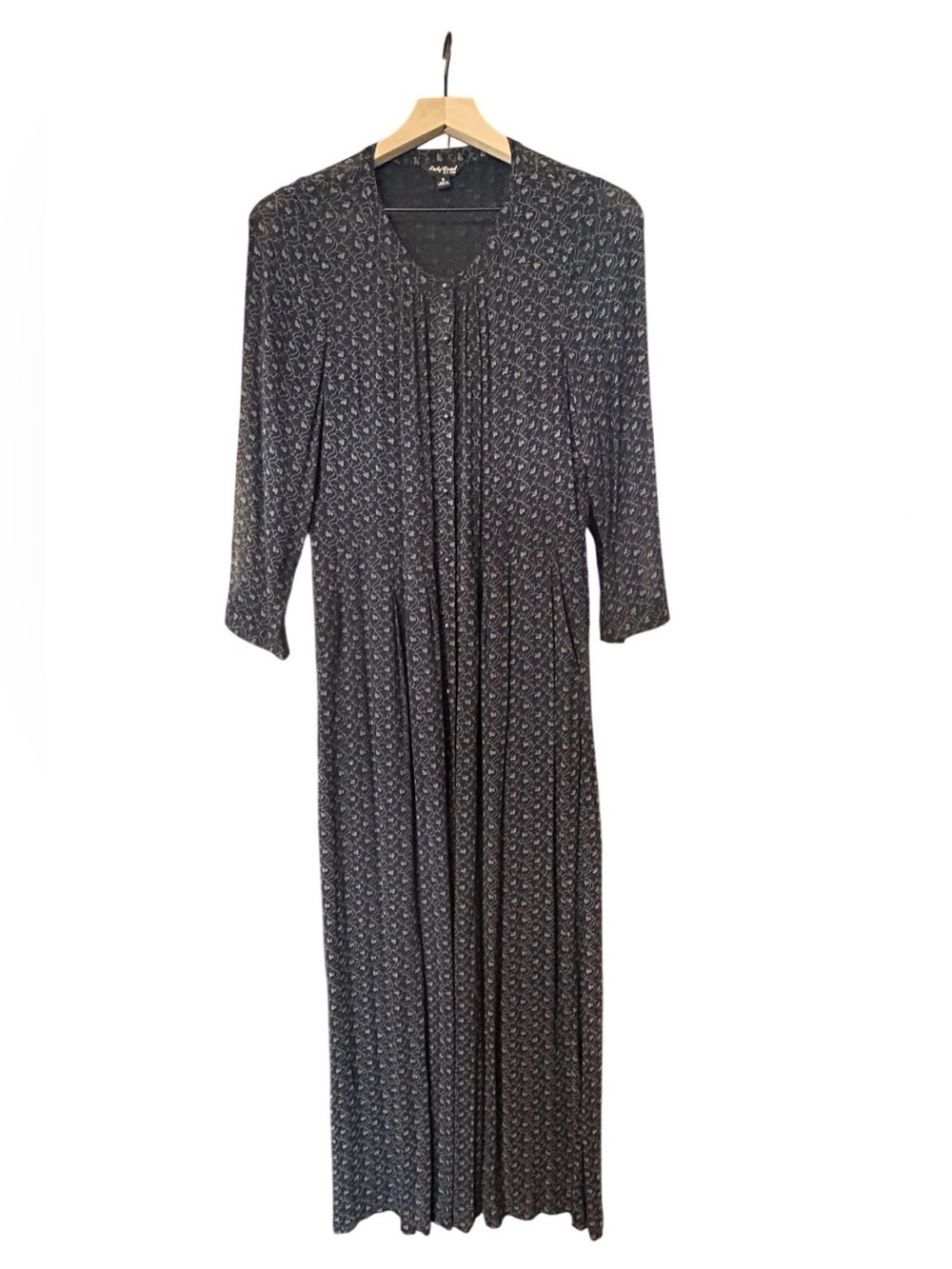 Lucky Brand Navy Floral Printed Long Sleeve Maxi/Duster Dress - Small